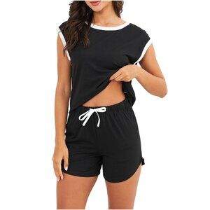 Women’s Cotton Pajama 2‑Piece Set – Soft Short‑Sleeve Top & Shorts, Lightweight